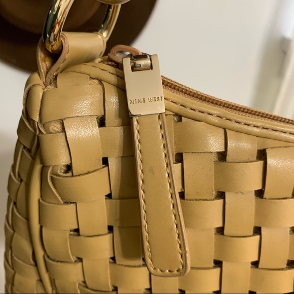 Nine west | camel color woven leather Y2K handbag purse - Picture 4 of 11